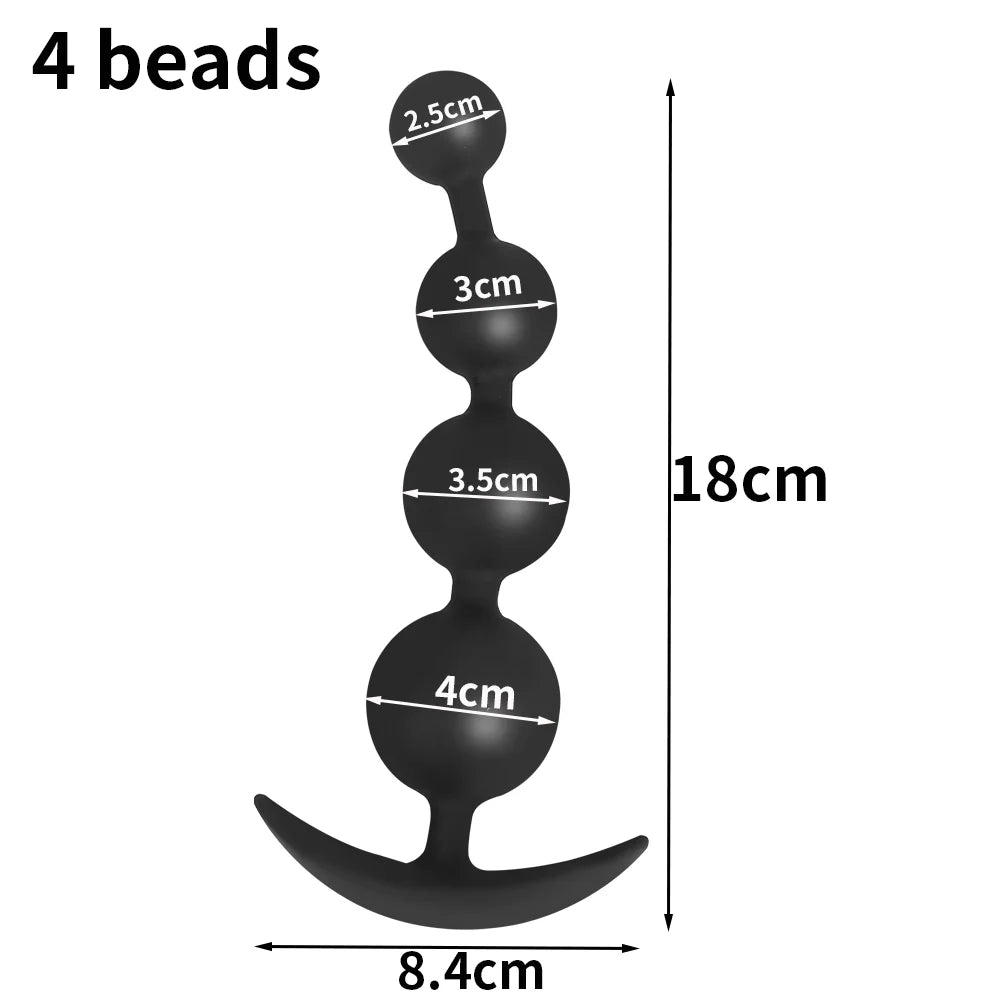 Anal plug with pull ring 6 beads butt plug gradient size soft/hard silicone anus prostate massage masturbation sex toy women men