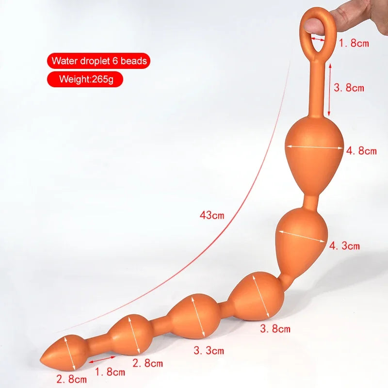 Anal plug with pull ring 6 beads butt plug gradient size soft/hard silicone anus prostate massage masturbation sex toy women men