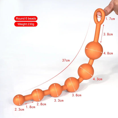 Anal plug with pull ring 6 beads butt plug gradient size soft/hard silicone anus prostate massage masturbation sex toy women men