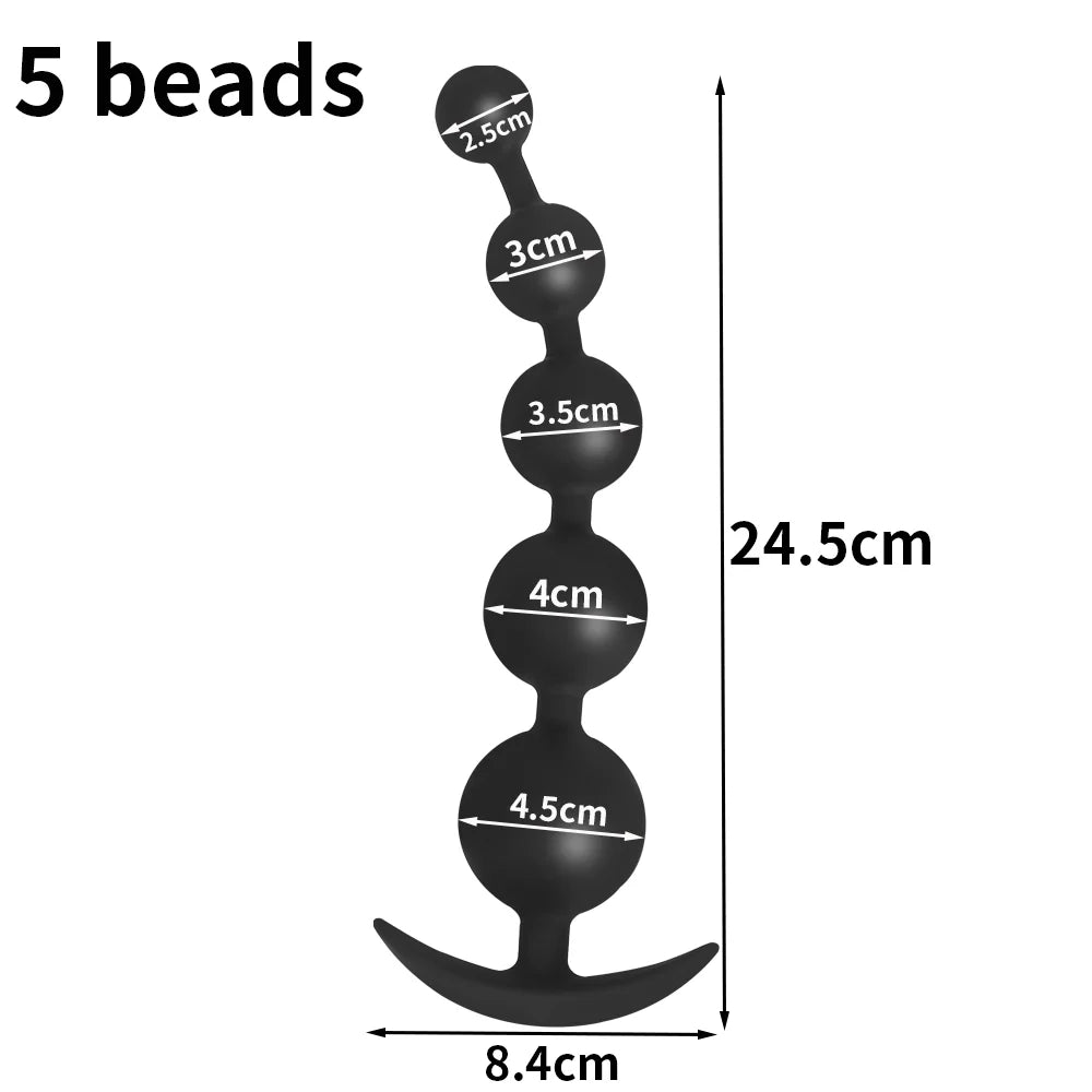 Anal plug with pull ring 6 beads butt plug gradient size soft/hard silicone anus prostate massage masturbation sex toy women men