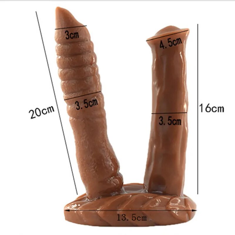 Animal Horse Dildos Double Penetration Vagina and Anus Soft Skin Feel Penis Double Headed Phallus Sex Toy for Women Masturbation