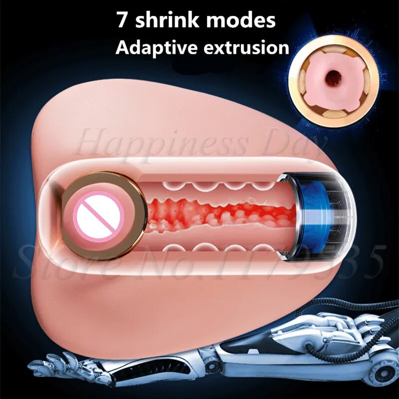 Automatic Telescopic Anal Sex Toys Artificial Vagina Heating  Intelligent Voice Control Male Masturbator Cup Sex Product for Men