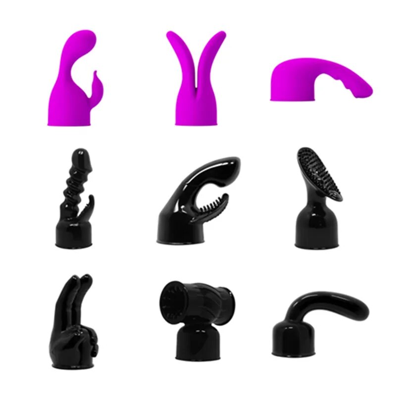 BAILE 9 Size AV Vibrator Headgear G-spot Stimulator Female Masturbator Sex Products Magic Wand Vibrator Head Attachments Sex Toy