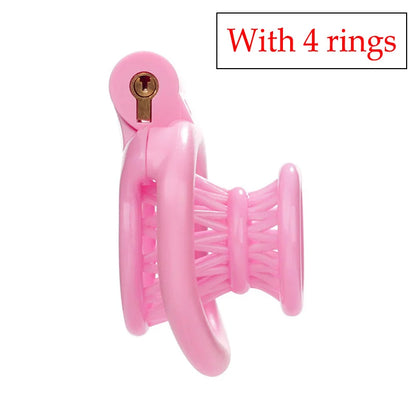 BDSM 2024 Pink Inverted Chastity Cage With 4 Size Cock ring For Man Brutal Adult Games Sissy Penis Ring Adult Erotic Sex Toy 18+