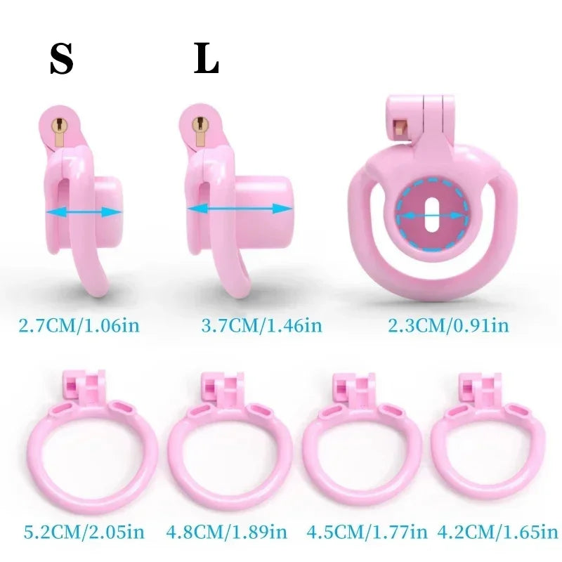 BDSM 2024 Pink Inverted Chastity Cage With 4 Size Cock ring For Man Brutal Adult Games Sissy Penis Ring Adult Erotic Sex Toys18+