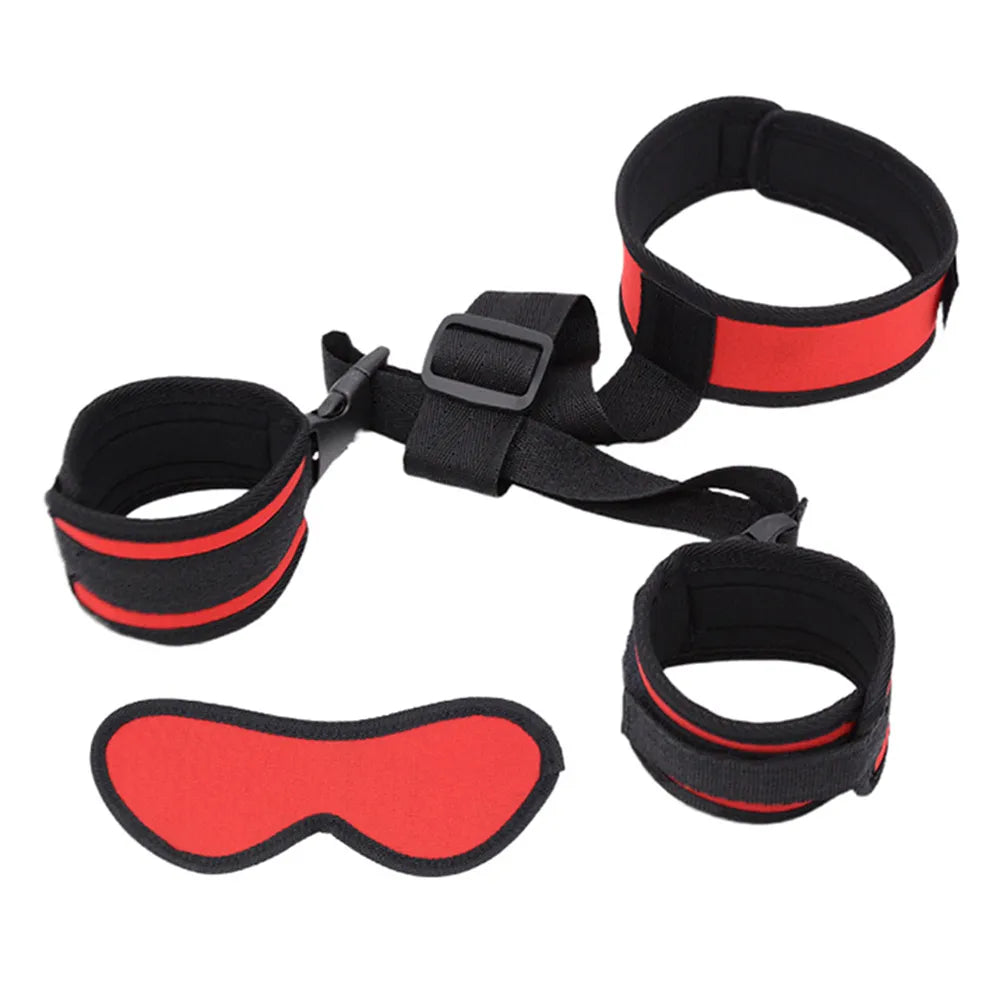 BDSM Bondage Handcuffs Eye Mask Neck Collar Slave Cuffs Restrain Ropes Roleplay Tools Erotic Sex Toys for Couples Adult Games