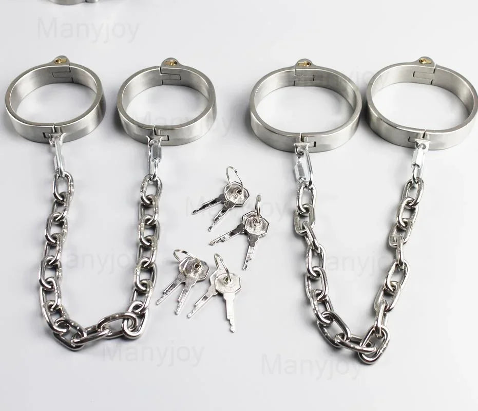 BDSM Bondage Stainless Steel Handcuff Wrist Metal Cuffs Binding Bolt Lock Gay  Slave Restraints Sex Toys for Female Male