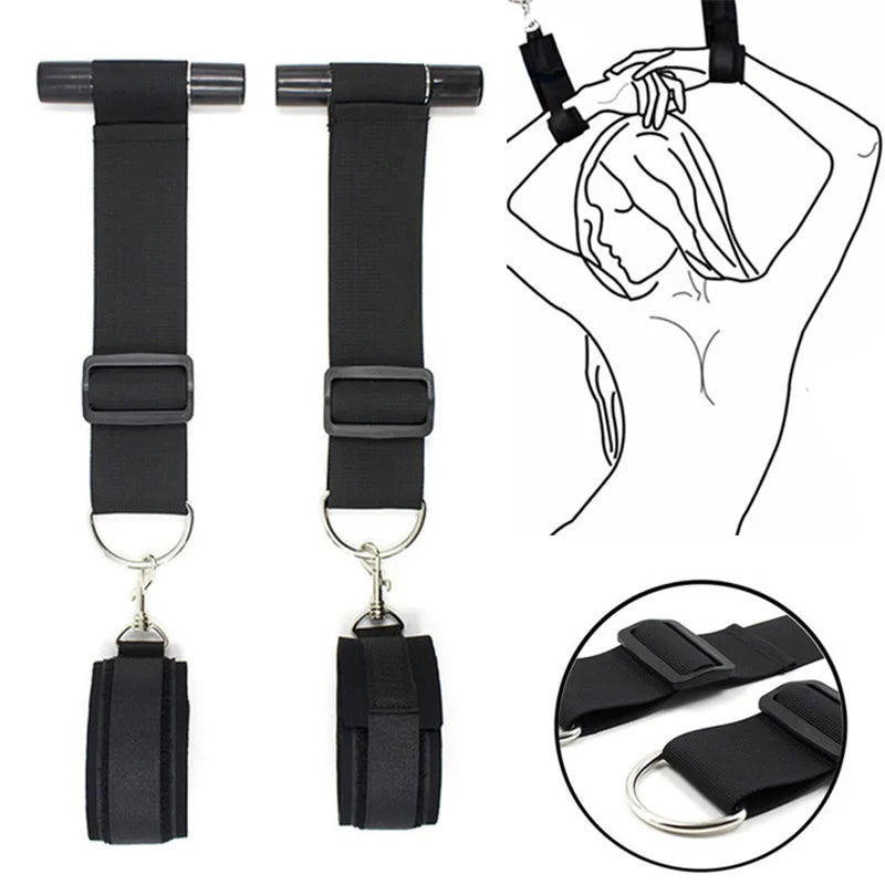 BDSM Harness Adjustable Adult Toys Multiple Ways Flirting Restraint Handcuffs On Door Bondage Gear Sex Toys For Women Couples