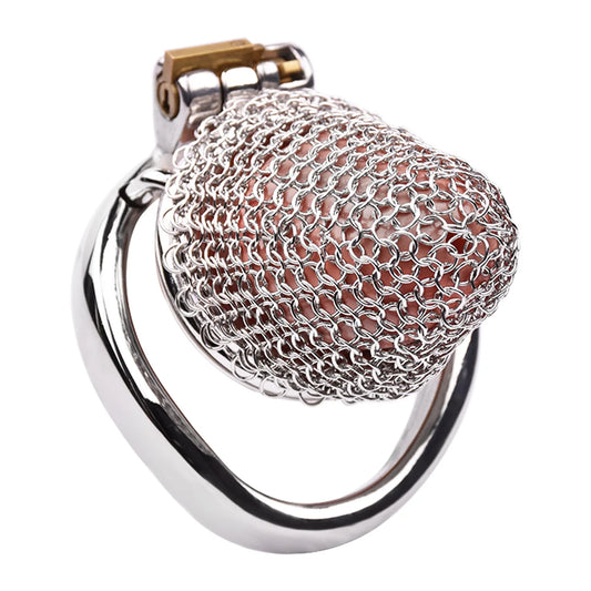 BDSM Hollow Mesh Stainless Steel Chastity Cage Set Metal Male Cock Cage Penis Ring Chastity Belt Husband Loyalty Sex Toy For Men