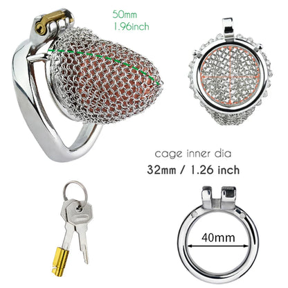 BDSM Hollow Mesh Stainless Steel Chastity Cage Set Metal Male Cock Cage Penis Ring Chastity Belt Husband Loyalty Sex Toy For Men