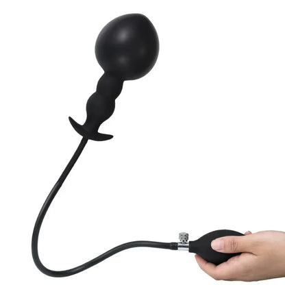 BDSM Huge Inflatable Anal Plug Dildo Pump Prostate Massager Anus Expander 5 Beads Inflated Butt Plug with Balls Adult Sex Toys