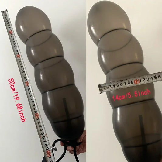 BDSM Huge Inflatable Anal Plug Dildo Pump Prostate Massager Anus Expander 5 Beads Inflated Butt Plug with Balls Adult Sex Toys