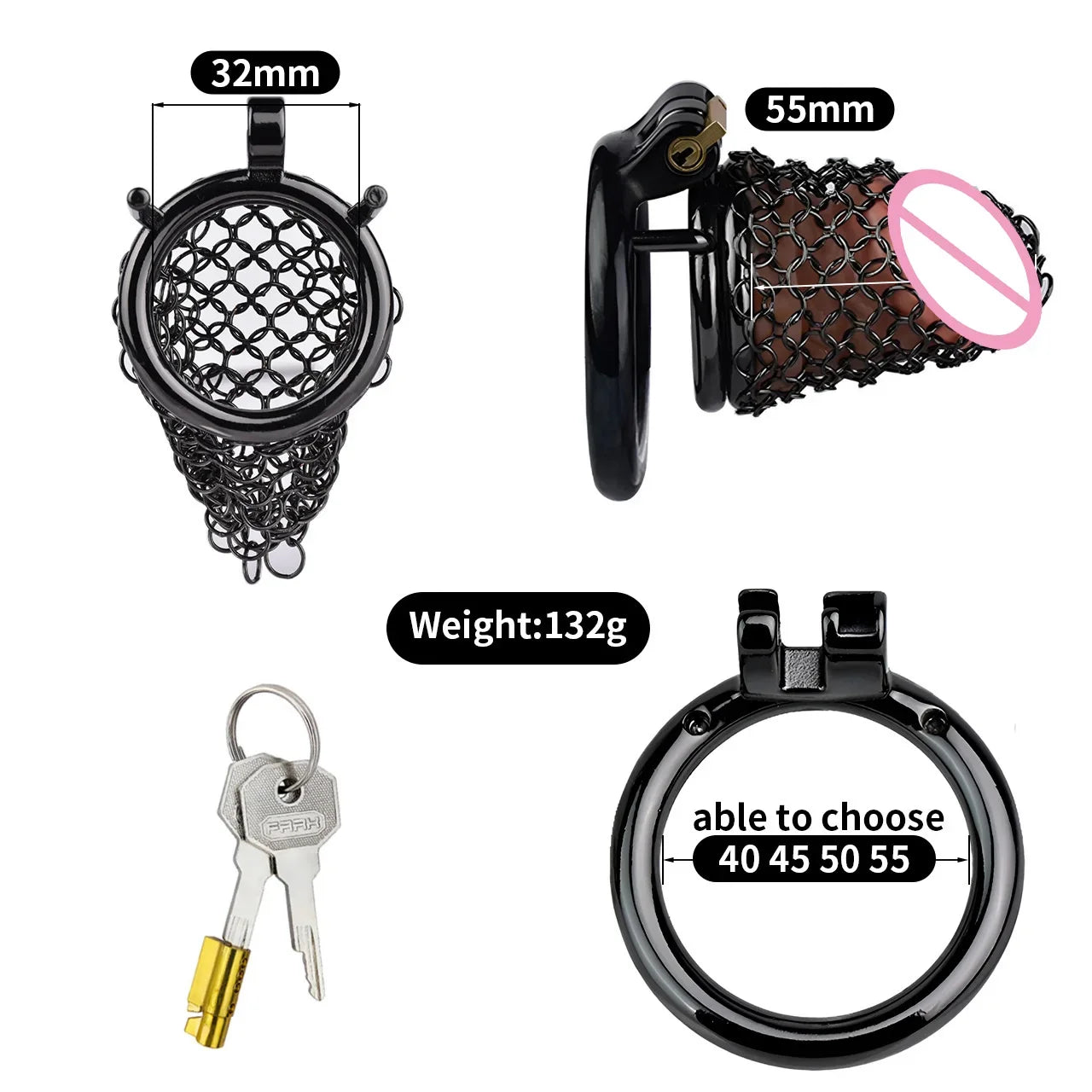 BDSM Metal Ventilate Chastity Cage for Male Erotic Bondage 정조대 Hollow Mesh Cock Lock Increase Air Flow 콕링 Device Adults Sex Toys