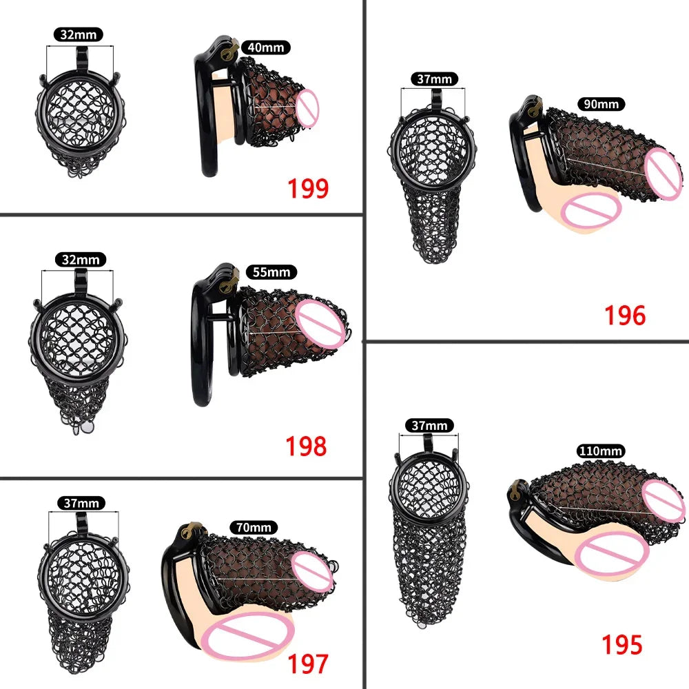 BDSM Metal Ventilate Chastity Cage for Male Erotic Bondage 정조대 Hollow Mesh Cock Lock Increase Air Flow 콕링 Device Adults Sex Toys