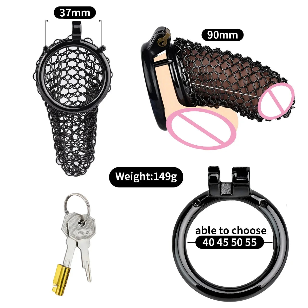 BDSM Metal Ventilate Chastity Cage for Male Erotic Bondage 정조대 Hollow Mesh Cock Lock Increase Air Flow 콕링 Device Adults Sex Toys