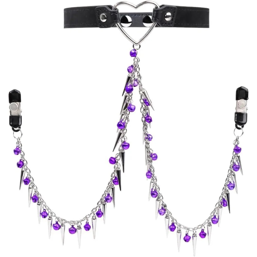 BDSM Neck Choker Collar with Nipple Clamps Chain Adjustable Metal Clamps Necklaces Accessories for Women Adult Toys Sex Pleasure