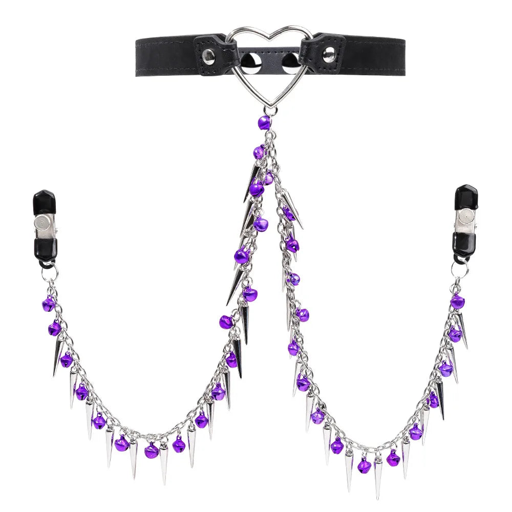 BDSM Neck Choker Collar with Nipple Clamps Chain Adjustable Metal Clamps Necklaces Accessories for Women Adult Toys Sex Pleasure