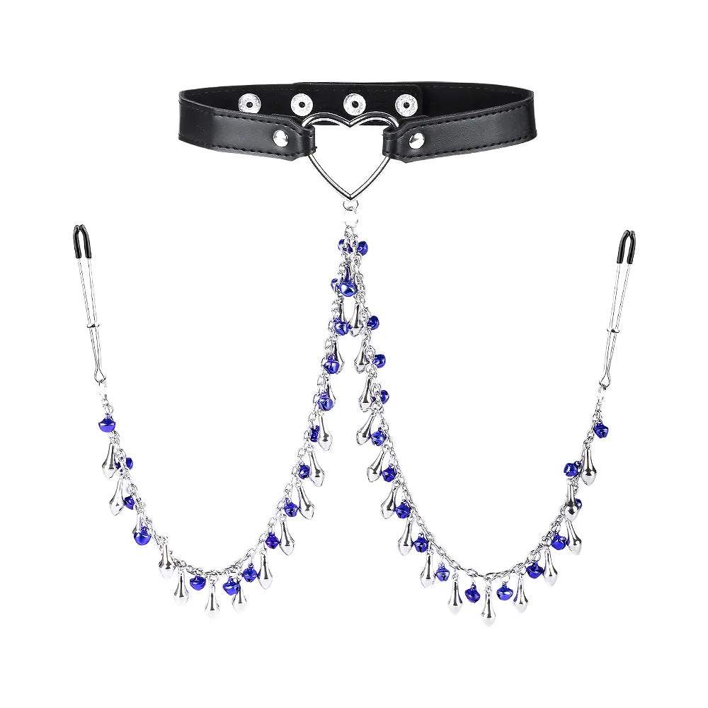 BDSM Neck Choker Collar with Nipple Clamps Chain Adjustable Metal Clamps Necklaces Accessories for Women Adult Toys Sex Pleasure