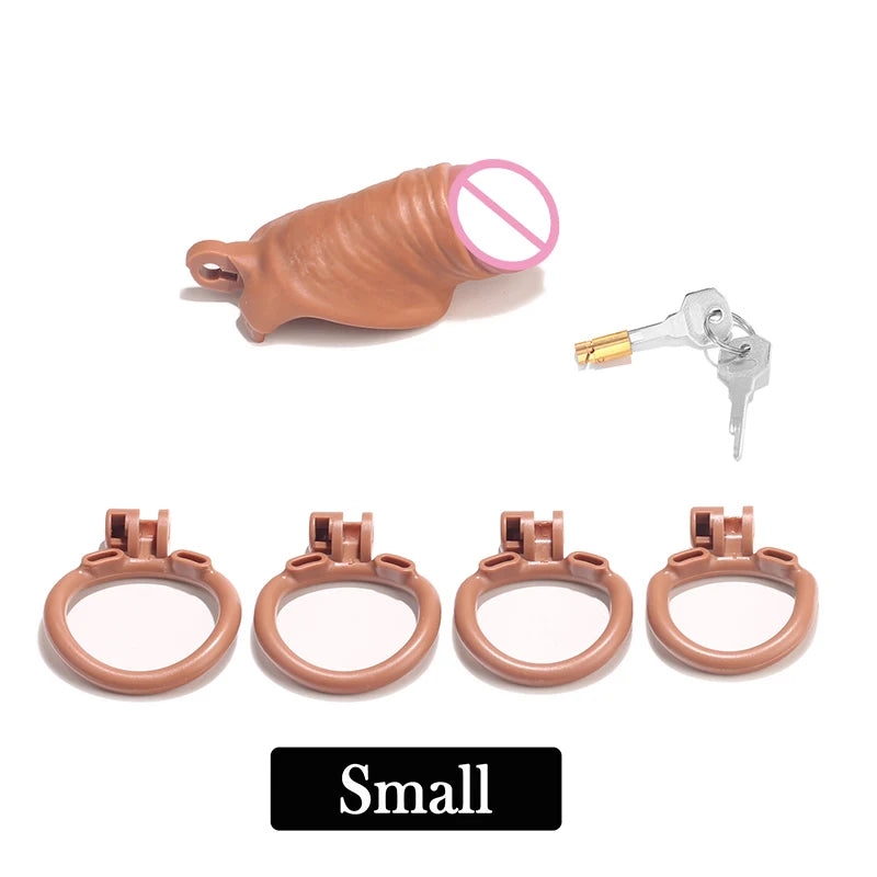 BDSM New Skin Male Chastity Device Ball Lock Bondage Trainer With4 Size Penis Rings Lightweight Cock Cages Sextoys For Men Sissy