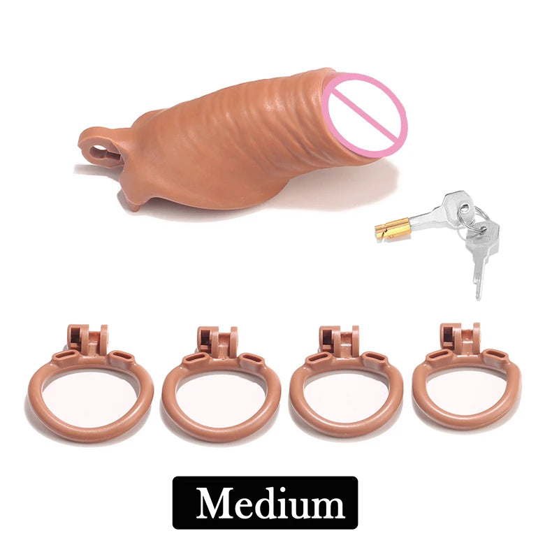 BDSM New Skin Male Chastity Device Ball Lock Bondage Trainer With4 Size Penis Rings Lightweight Cock Cages Sextoys For Men Sissy