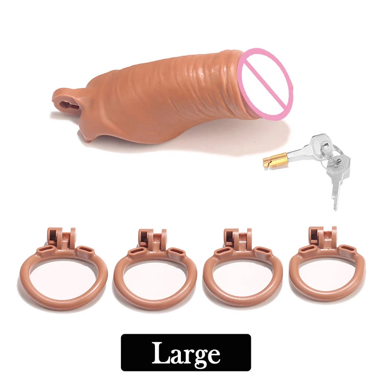 BDSM New Skin Male Chastity Device Ball Lock Bondage Trainer With4 Size Penis Rings Lightweight Cock Cages Sextoys For Men Sissy