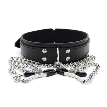 BDSM Restraints Sex Toys for Couples Adjustable Nipple Clamps and Neck Collar Sex Collar Nipple Toys for Adult Bondage Gear