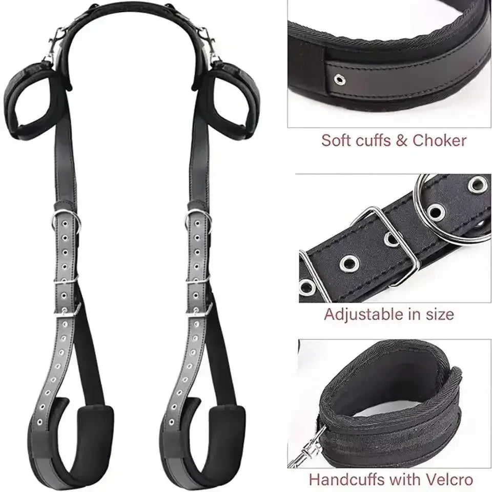 BDSM Sex Handcuffs Restraints Open Leg Ankle Cuffs SM Bondage Harness Bed Bandage Straps Slave Sex Toy Erotic Accessories Kits