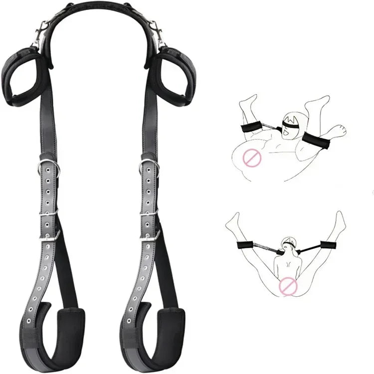 BDSM Sex Handcuffs Restraints Open Leg Ankle Cuffs SM Bondage Harness Bed Bandage Straps Slave Sex Toy Erotic Accessories Kits