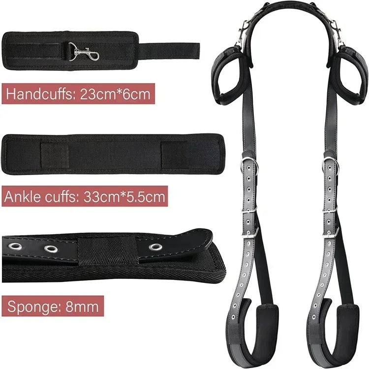 BDSM Sex Handcuffs Restraints Open Leg Ankle Cuffs SM Bondage Harness Bed Bandage Straps Slave Sex Toy Erotic Accessories Kits