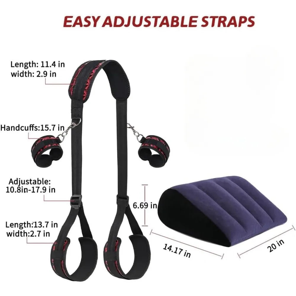 BDSM Sex Toy Pillow Cushion Leather Binding Sex Furniture Couple Sex Bundle Thigh Restraint Adjustable Sling Restraint Couple