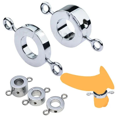 BDSM Sex Toy Stainless Steel 3 Sizes Penis Ring Ball Stretcher Stimulate Bondage Squeeze Scrotum Testicles Pendant for Men