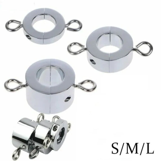 BDSM Sex Toy Stainless Steel 3 Sizes Penis Ring Ball Stretcher Stimulate Bondage Squeeze Scrotum Testicles Pendant for Men