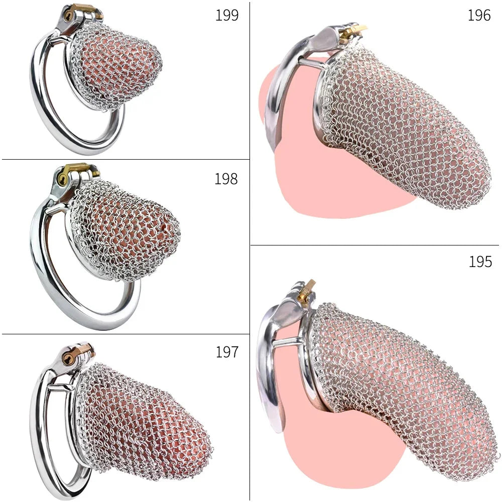 BDSM Shop정조대 Stainless Steel Chastity Cock Cage Adult Sex Toys for Male Pleasure Hollow Mesh Design Sissy Penis Lock Cock rings