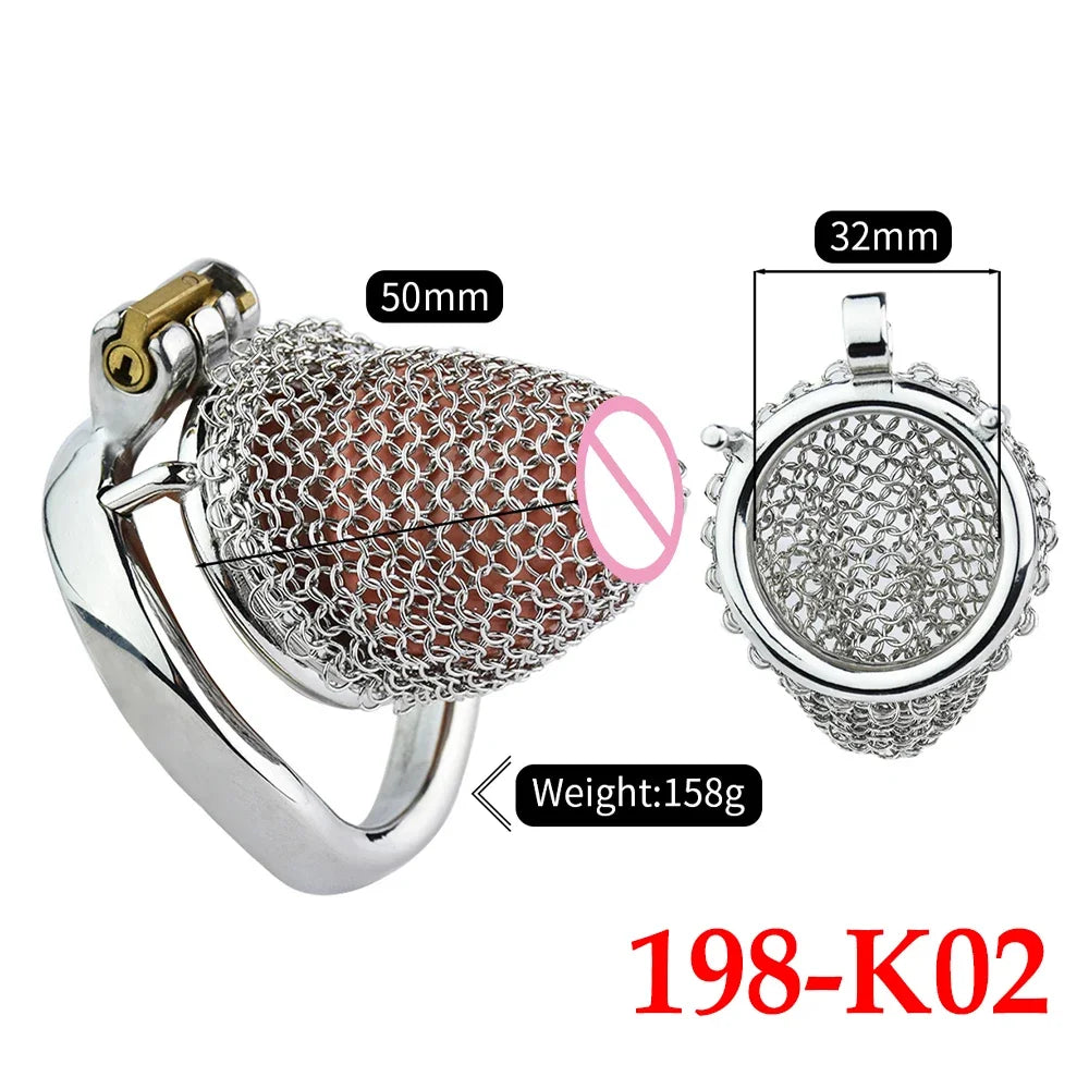 BDSM Shop정조대 Stainless Steel Chastity Cock Cage Adult Sex Toys for Male Pleasure Hollow Mesh Design Sissy Penis Lock Cock rings