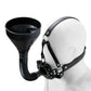 BDSM Toilet Funnel Open Mouth Gag Mask Hood PU Leather Funnel Oral Enema Drool Plug Gag Head Harness Bondage Adult Game