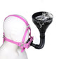 BDSM Toilet Funnel Open Mouth Gag Mask Hood PU Leather Funnel Oral Enema Drool Plug Gag Head Harness Bondage Adult Game