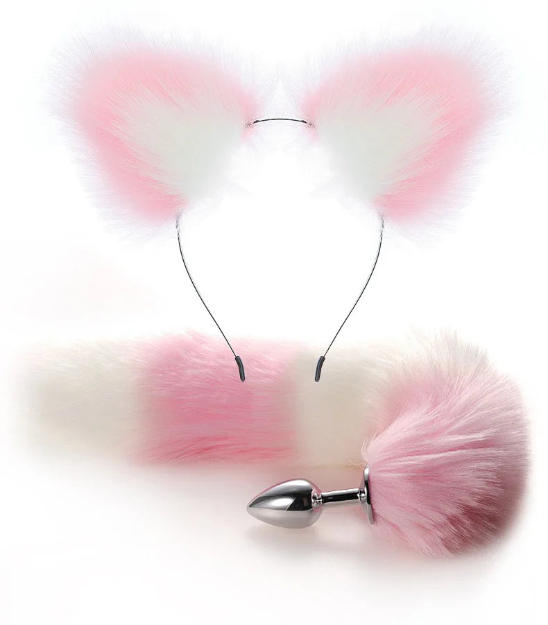 BDSM Toy Fox Tail Anal Plug with Hairpin Flirting Metal Butt Plug Tail Sex Toys for Woman Man Couples Cosplay Adult Game Shop