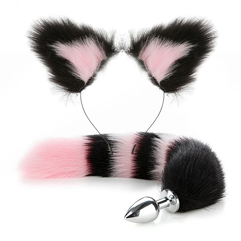 BDSM Toy Fox Tail Anal Plug with Hairpin Flirting Metal Butt Plug Tail Sex Toys for Woman Man Couples Cosplay Adult Game Shop