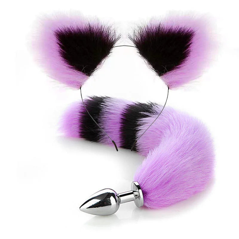 BDSM Toy Fox Tail Anal Plug with Hairpin Flirting Metal Butt Plug Tail Sex Toys for Woman Man Couples Cosplay Adult Game Shop