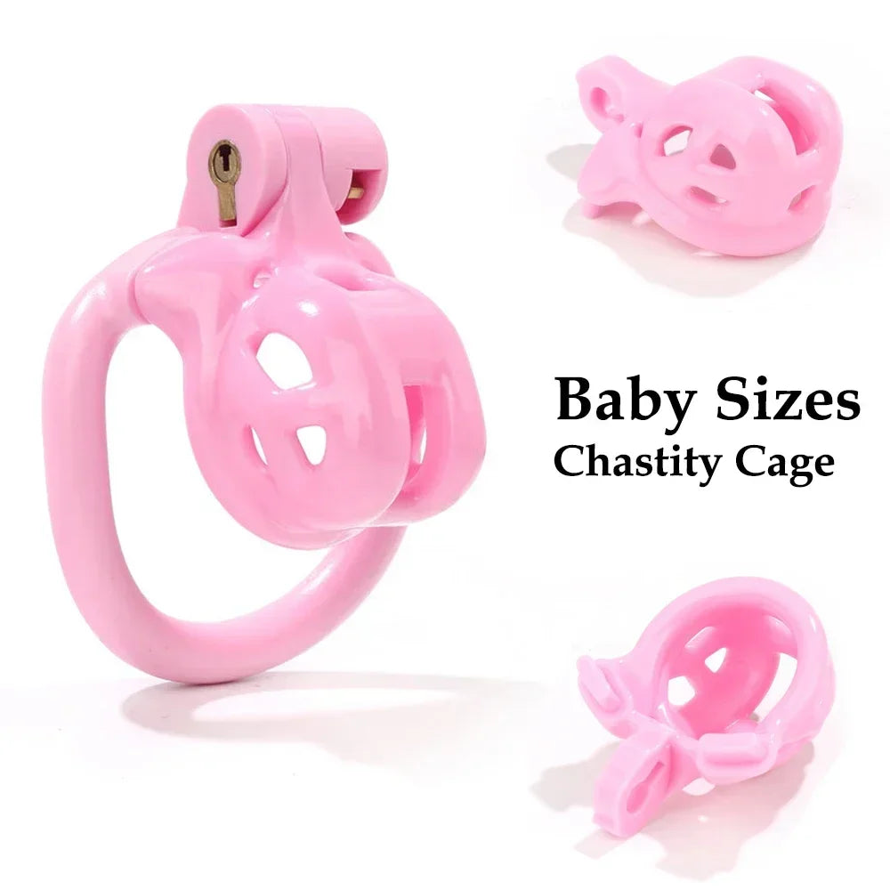 Baby Sizes Cobra Chastity Cage Devices Pink/Black/Whie Penis Lock with 4 Size Cock Rings Men Cuckold Lockdown Bird Adult Sex Toy