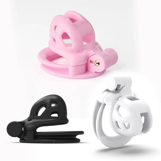 Baby Sizes Cobra Chastity Cage Devices Pink/Black/Whie Penis Lock with 4 Size Cock Rings Men Cuckold Lockdown Bird Adult Sex Toy