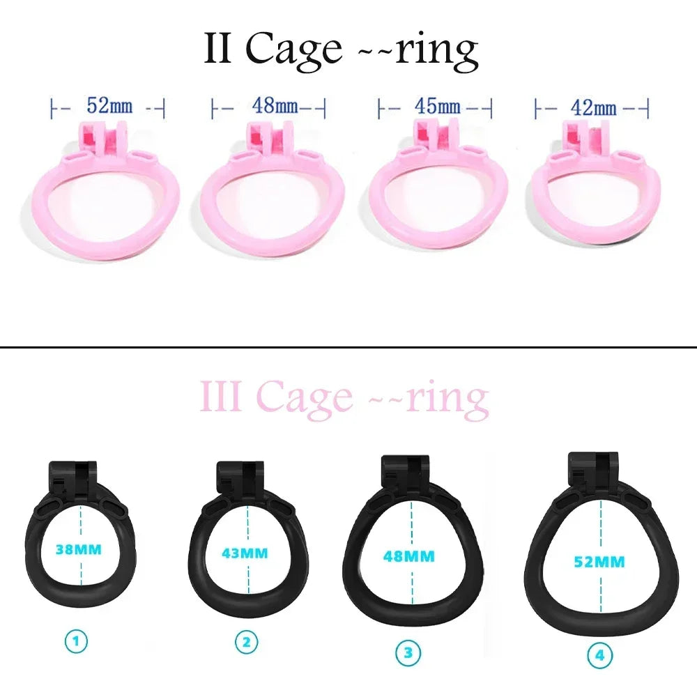 Baby Sizes Cobra Chastity Cage Devices Pink/Black/Whie Penis Lock with 4 Size Cock Rings Men Cuckold Lockdown Bird Adult Sex Toy