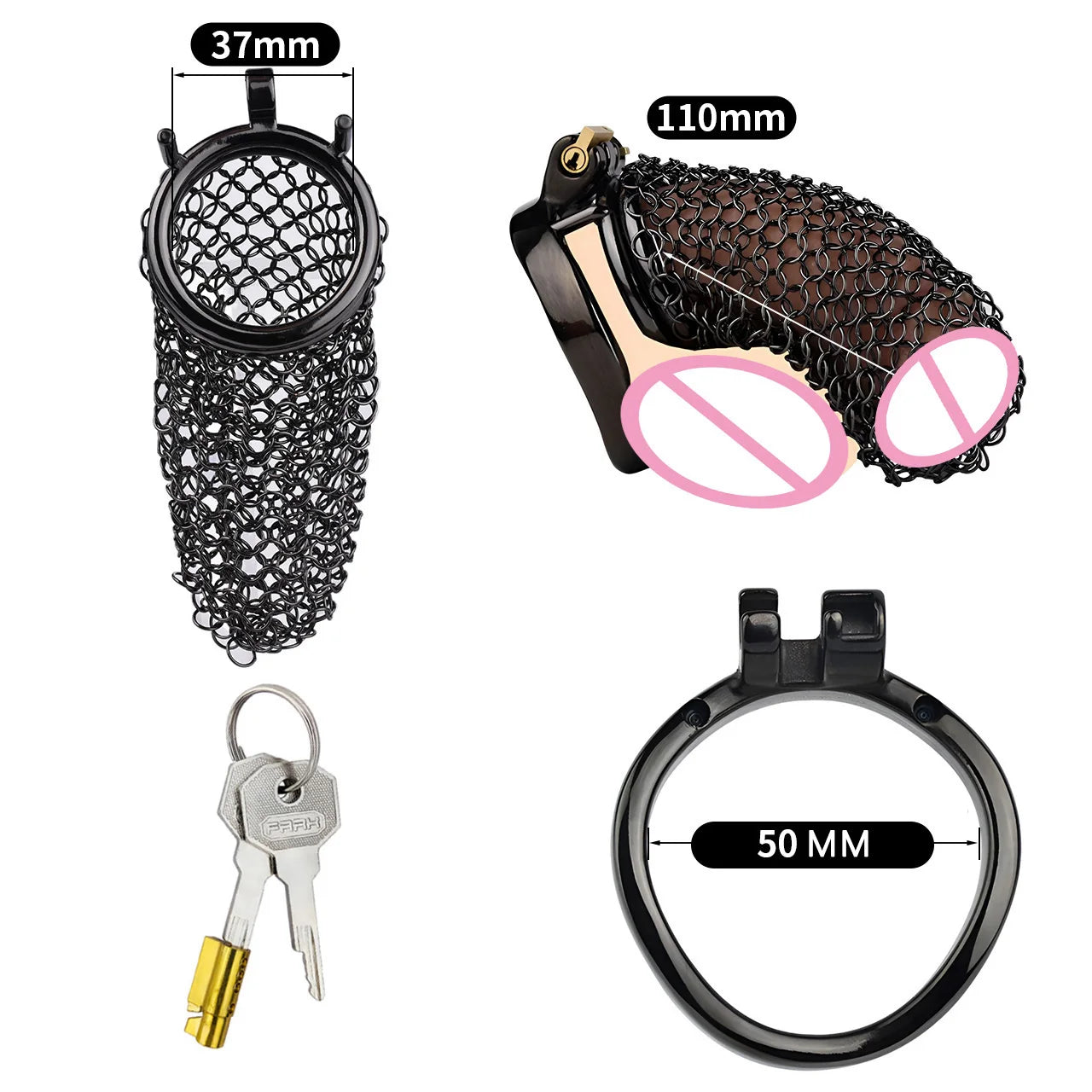 Bdsm Black Gauze Chastity Cage Device Metal Mesh Hollow Cock Cage Stainless Steel Sissy Penis Rings Birdcage Adults Sex Toys 18+