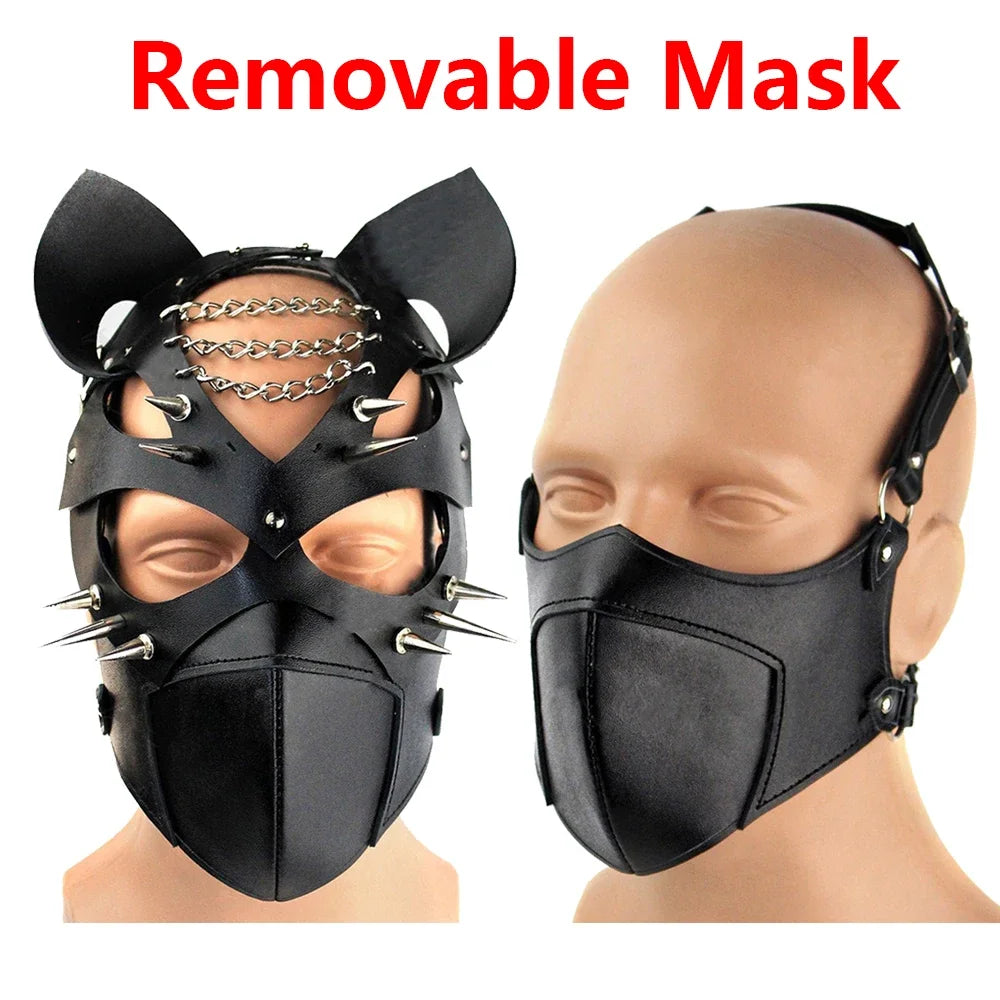 Bdsm Eye Mask Sex Bondage Couples Leather Harness Mask Wearble Costumes For Women Men Cosplay Toys Face Masks Product Adult Game