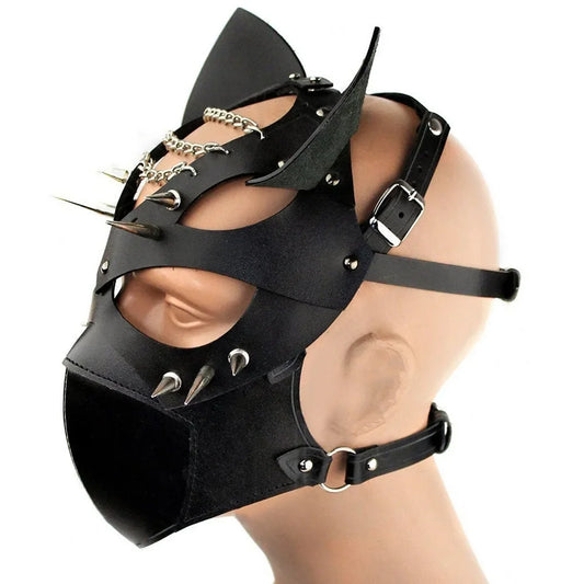 Bdsm Fetish Leather Mask for Men Women Adjustable Cosplay Unisex Bdsm Bondage Belt Restraints Slave Fetish Masks Couples Sex Toy