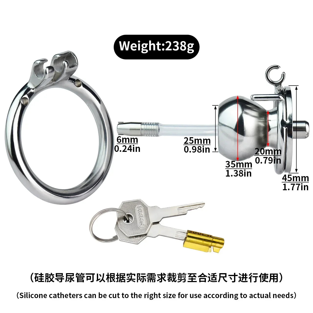 Bdsm Flat Chastity Cage with Soft Urethral Catheter for Sissy Gay Penis Ring Bondage Cock Lock Femboy Sex Toy Adult Sex Shop 18+