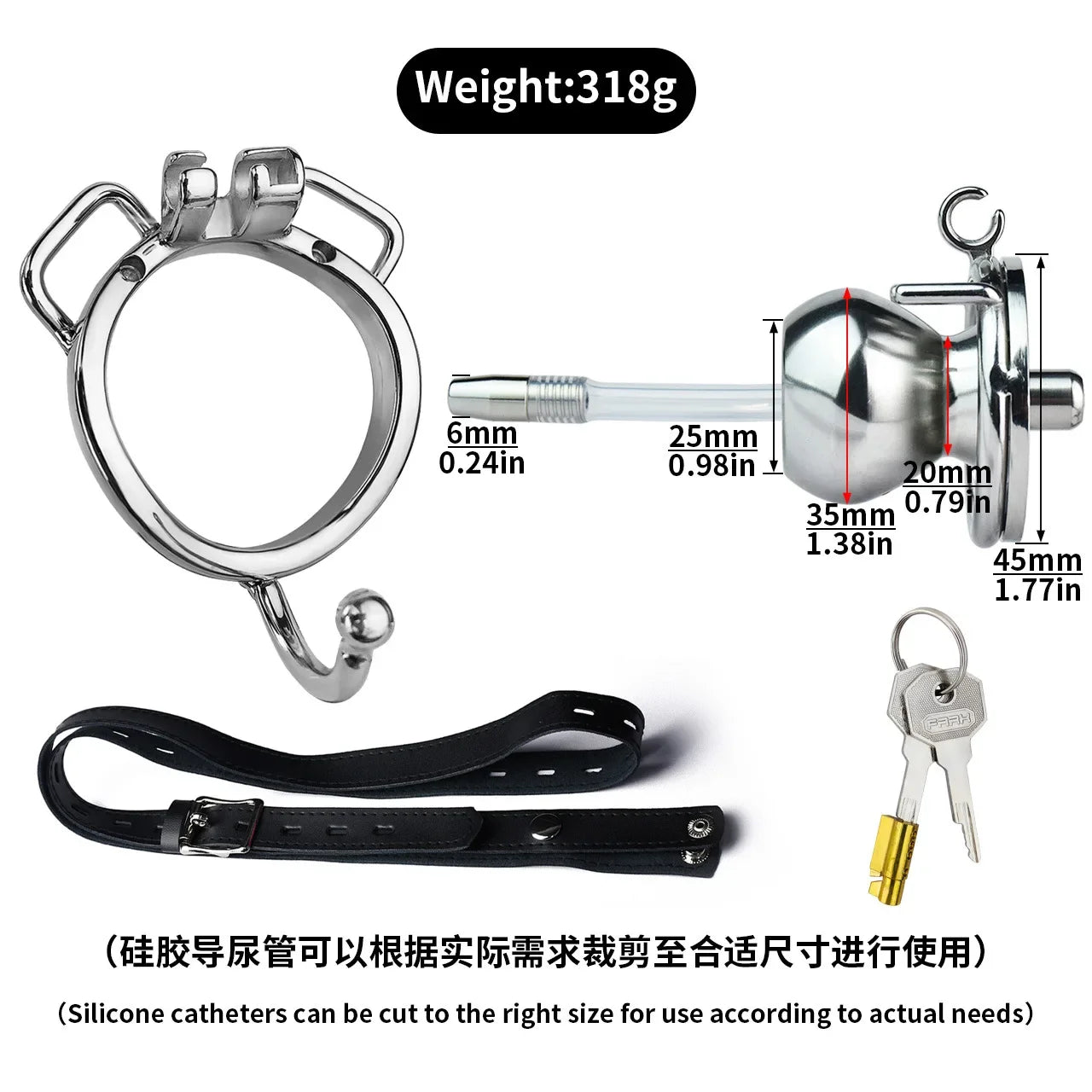 Bdsm Flat Chastity Cage with Soft Urethral Catheter for Sissy Gay Penis Ring Bondage Cock Lock Femboy Sex Toy Adult Sex Shop 18+