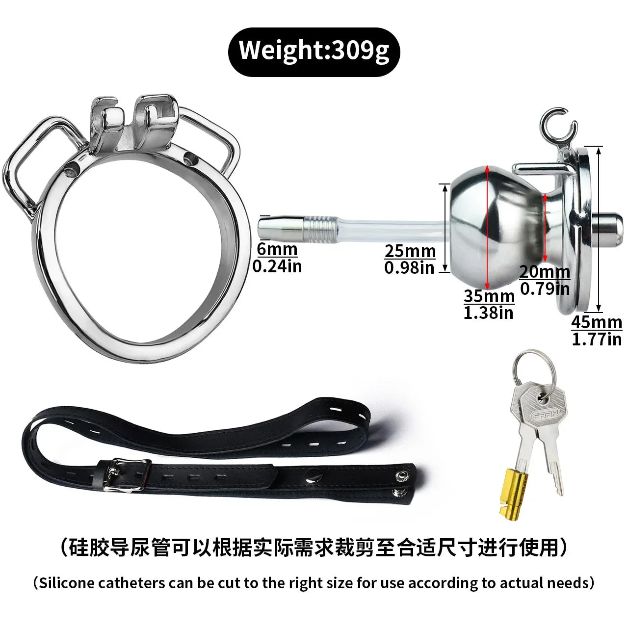 Bdsm Flat Chastity Cage with Soft Urethral Catheter for Sissy Gay Penis Ring Bondage Cock Lock Femboy Sex Toy Adult Sex Shop 18+