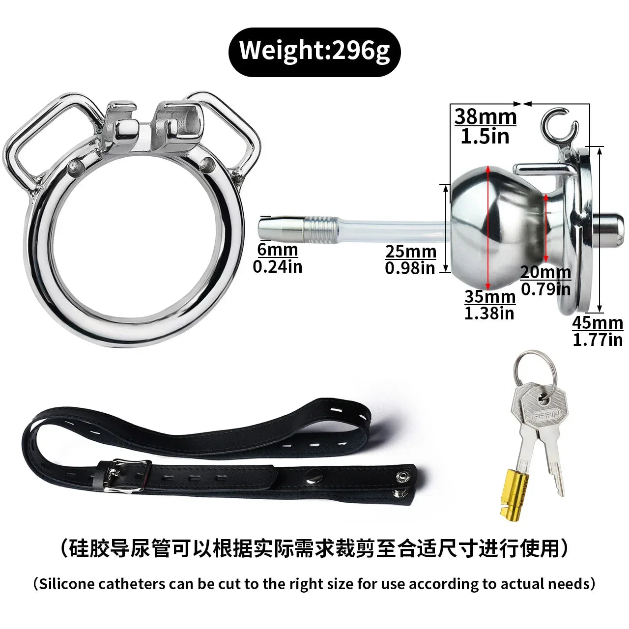 Bdsm Flat Chastity Cage with Soft Urethral Catheter for Sissy Gay Penis Ring Bondage Cock Lock Femboy Sex Toy Adult Sex Shop 18+