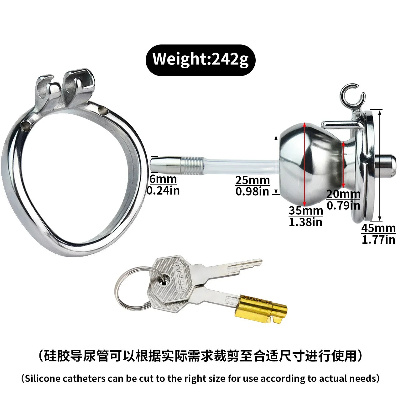 Bdsm Flat Chastity Cage with Soft Urethral Catheter for Sissy Gay Penis Ring Bondage Cock Lock Femboy Sex Toy Adult Sex Shop 18+